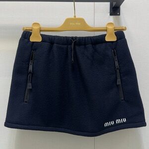Miu Miu Navy Mini Skirt with Zipper Details